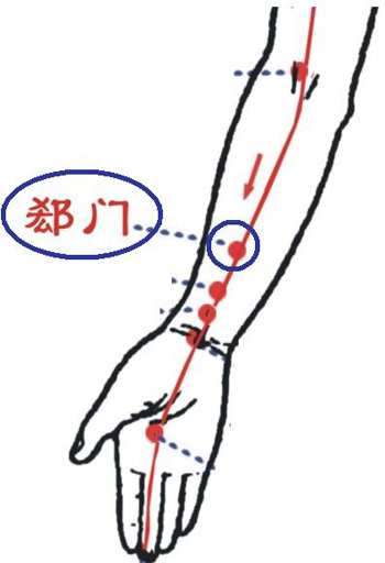 郄門穴→治心痛、心悸